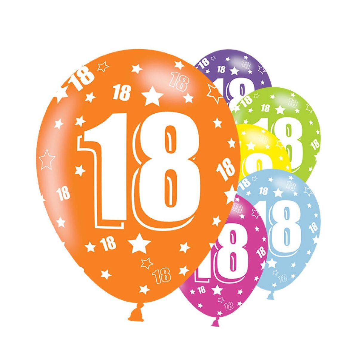 18th Birthday Assorted Balloons - 11&apos;&apos; Latex (6pk)