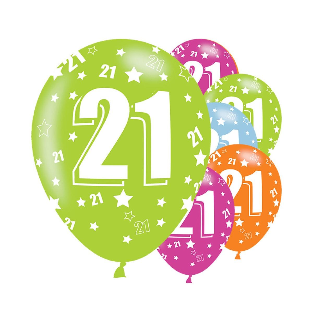 21st Birthday Assorted Balloons - 11&apos;&apos; Latex (6pk)