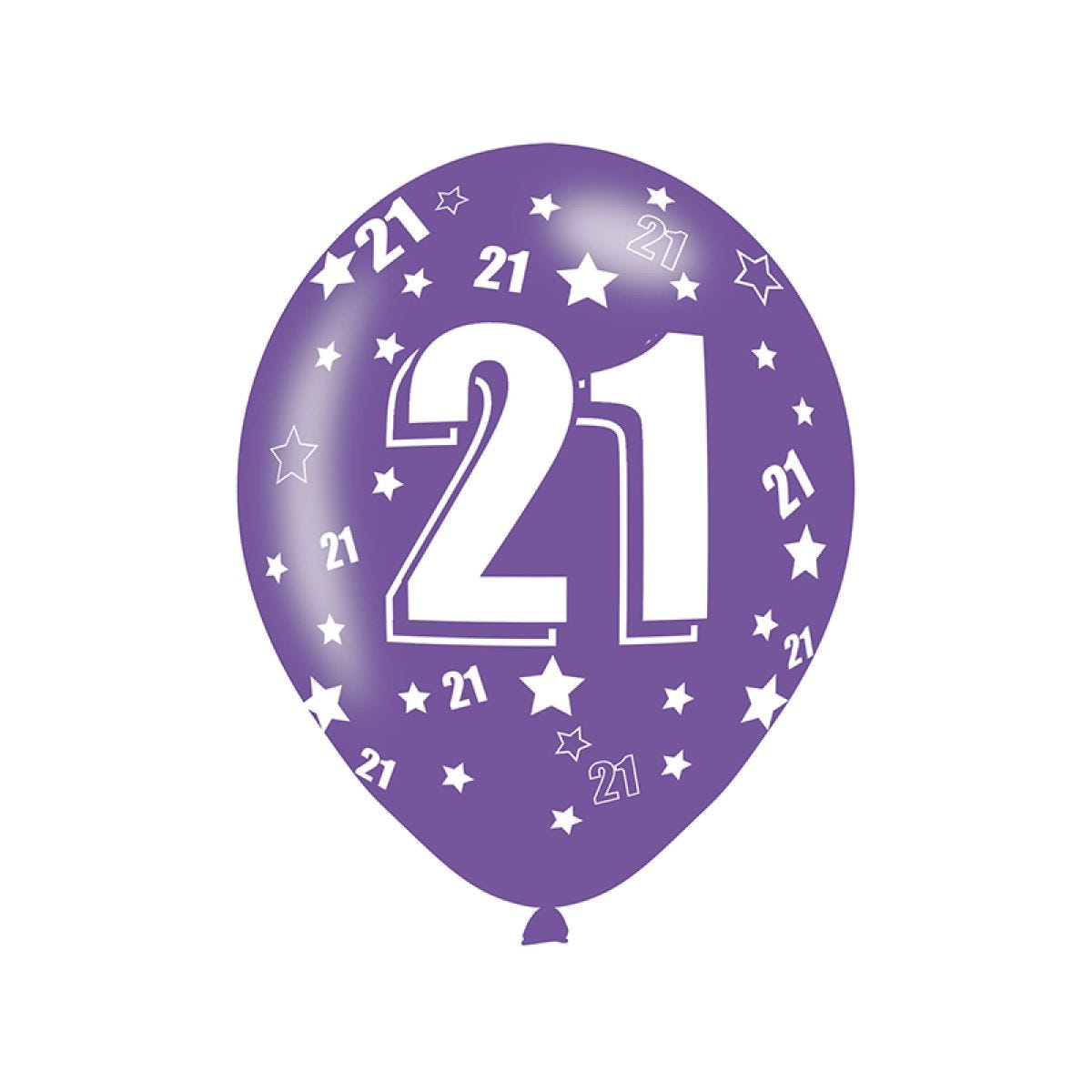 21st Birthday Assorted Balloons - 11&apos;&apos; Latex (6pk)