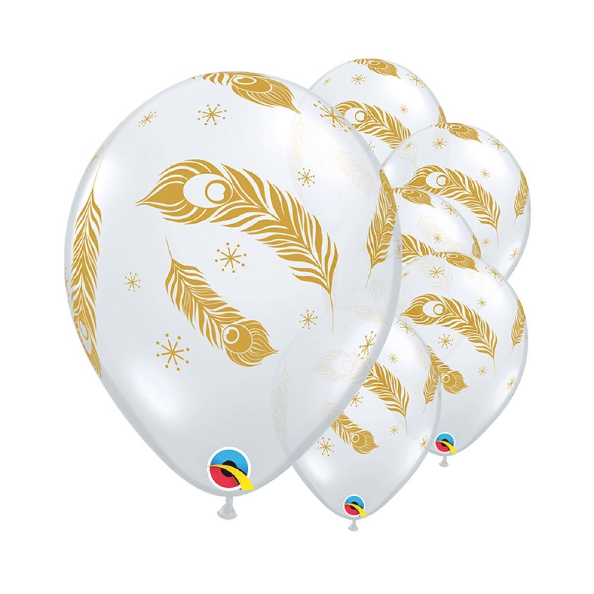 Gold Peacock Feathers Balloon - 12" Latex