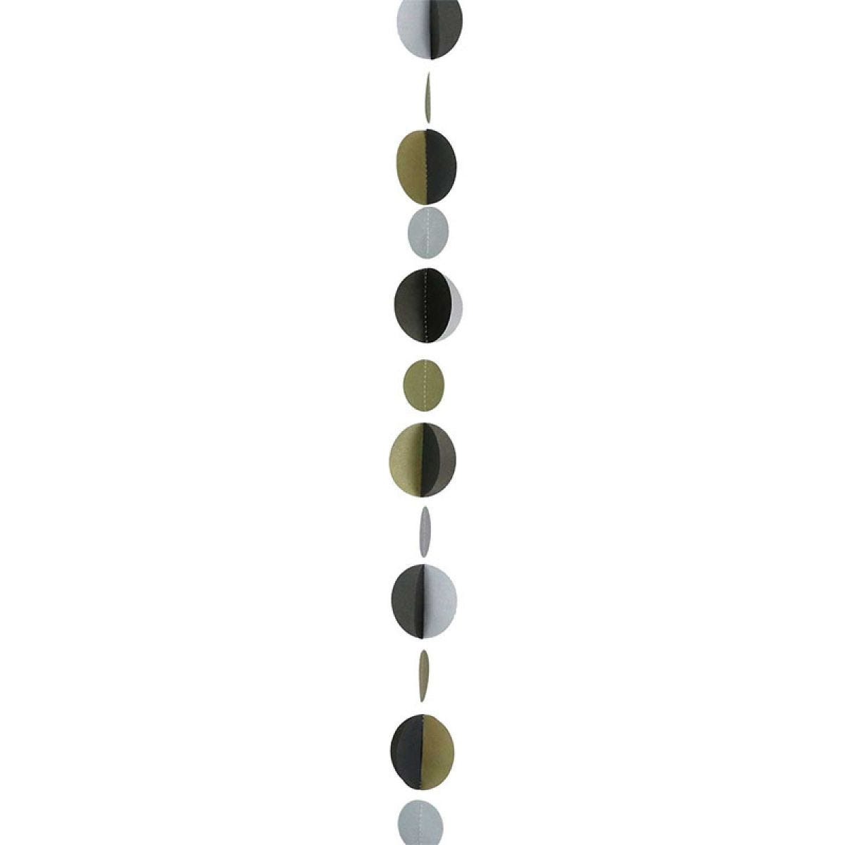 Gold, Silver & Black Circles Balloon Tail - 1.2m