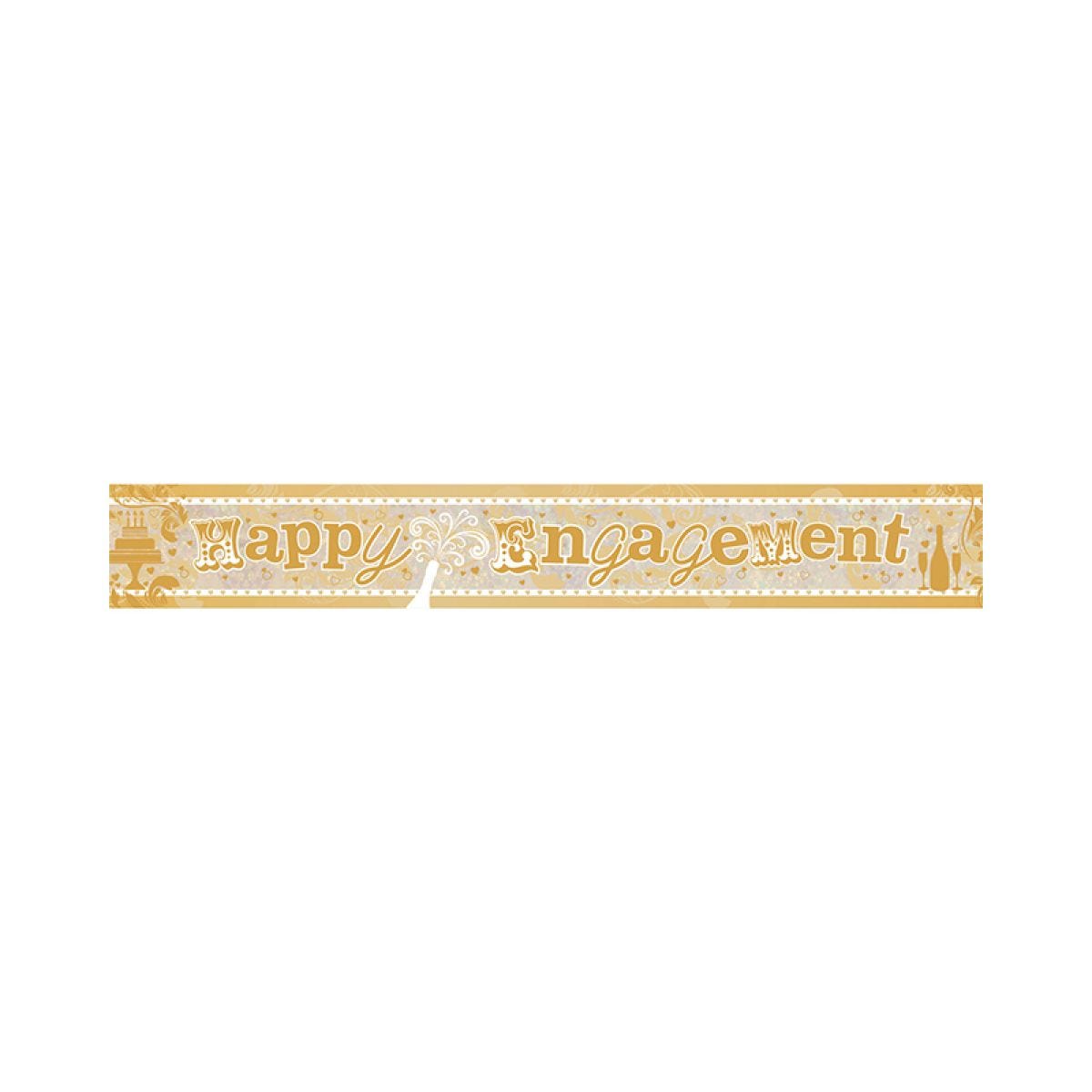 Holographic Happy Engagement Foil Banner - 2.7m