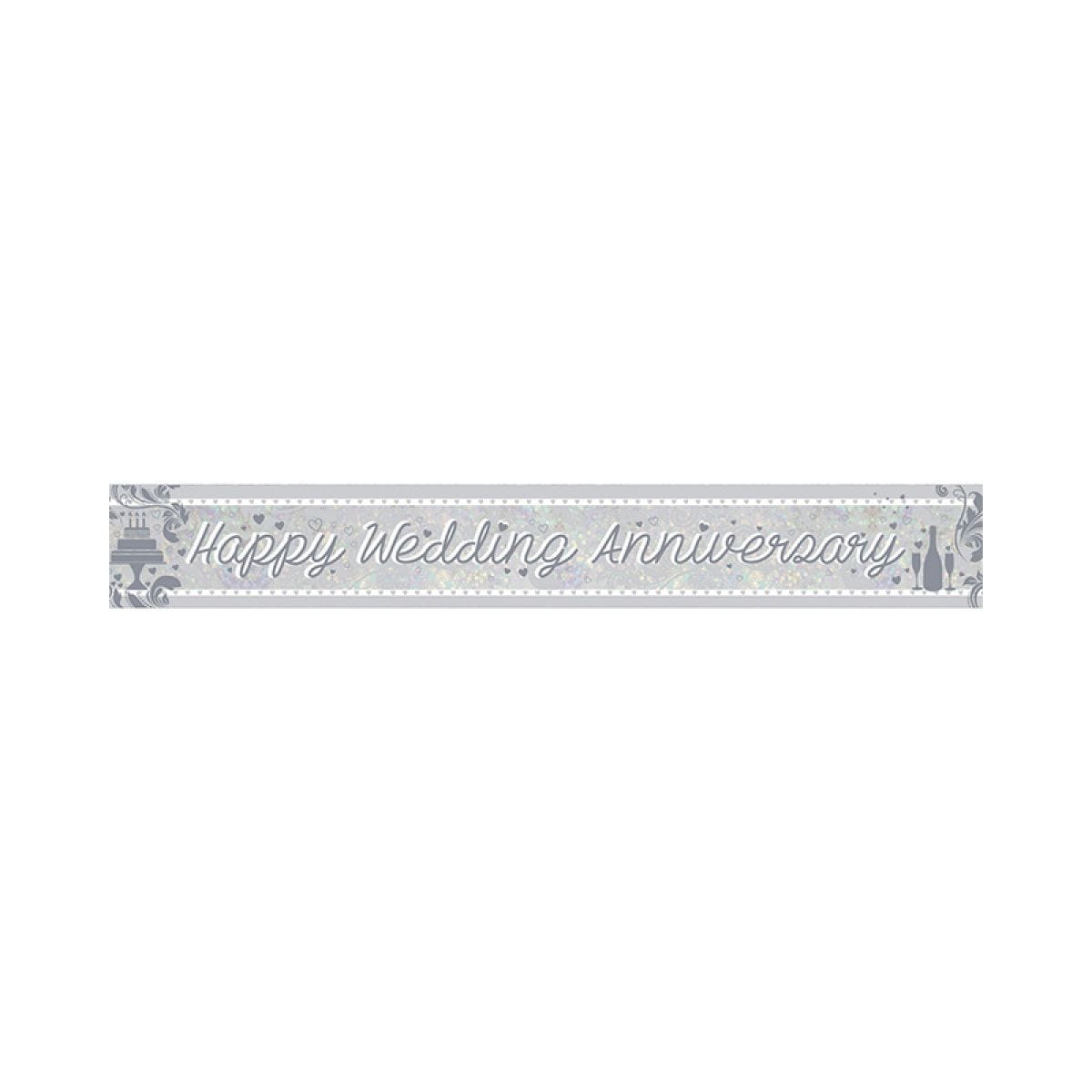 Holographic &apos;Happy Wedding Anniversary&apos; Foil Banner - 2.7m