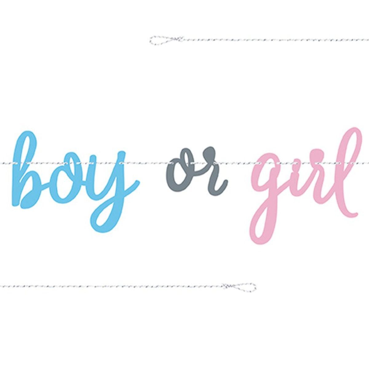 Gender Reveal Boy or Girl Paper Banner - 2.13m