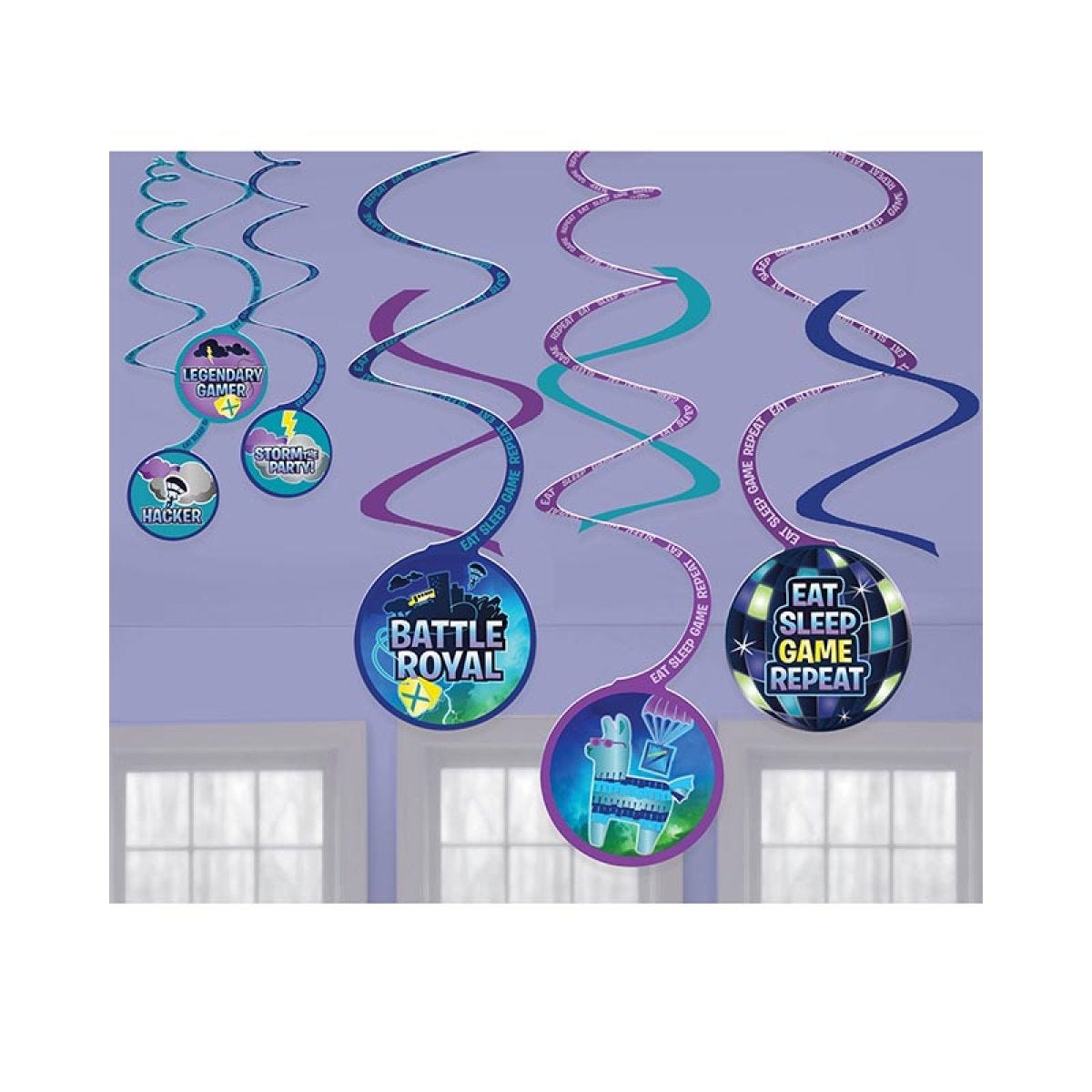 Battle Royal Hanging Swirl Decorations (6pk)