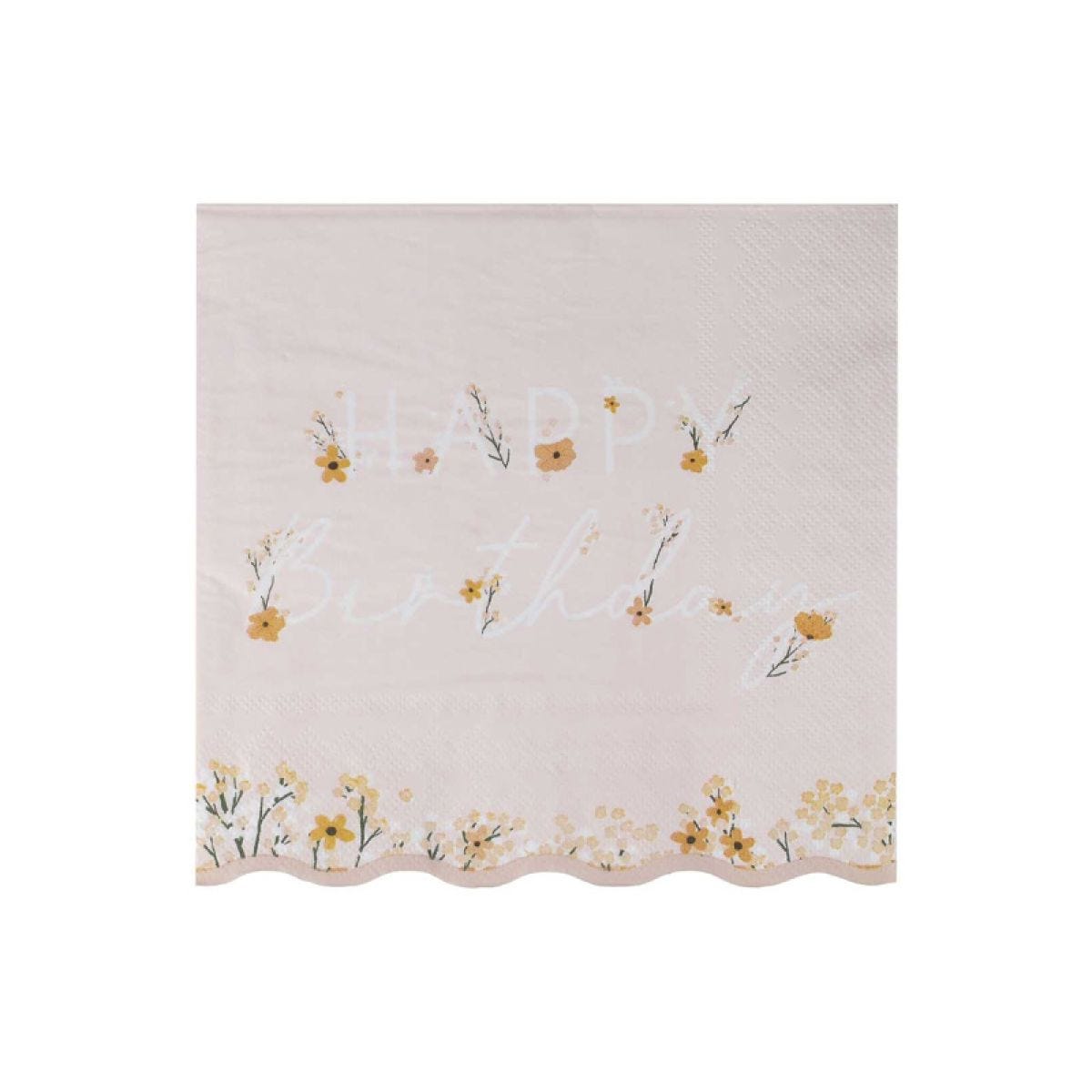 Birthday Bloom Floral Happy Birthday Paper Napkins - 33cm (16pk)