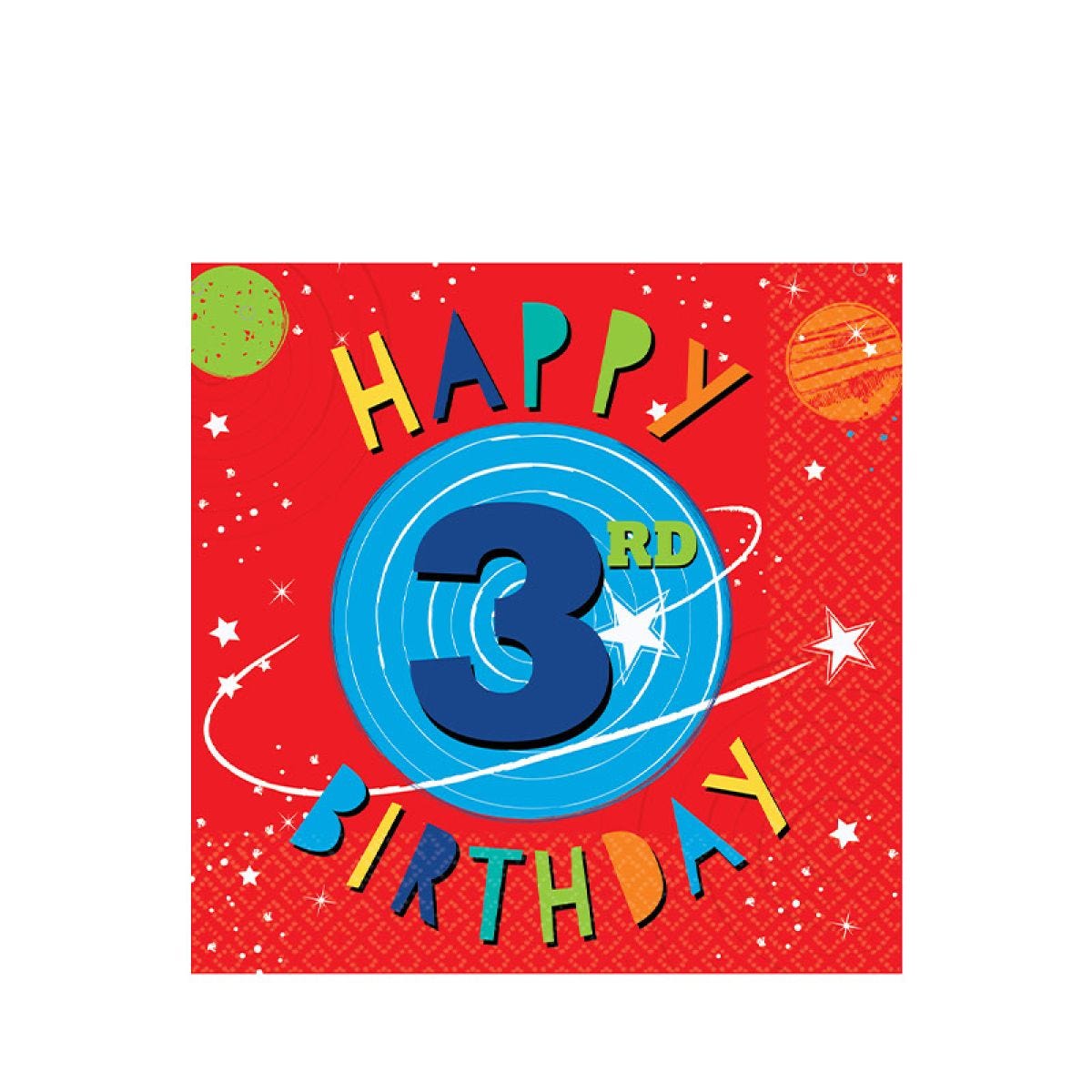 Blast Off 3rd Birthday Paper Napkins - 33cm (16pk)