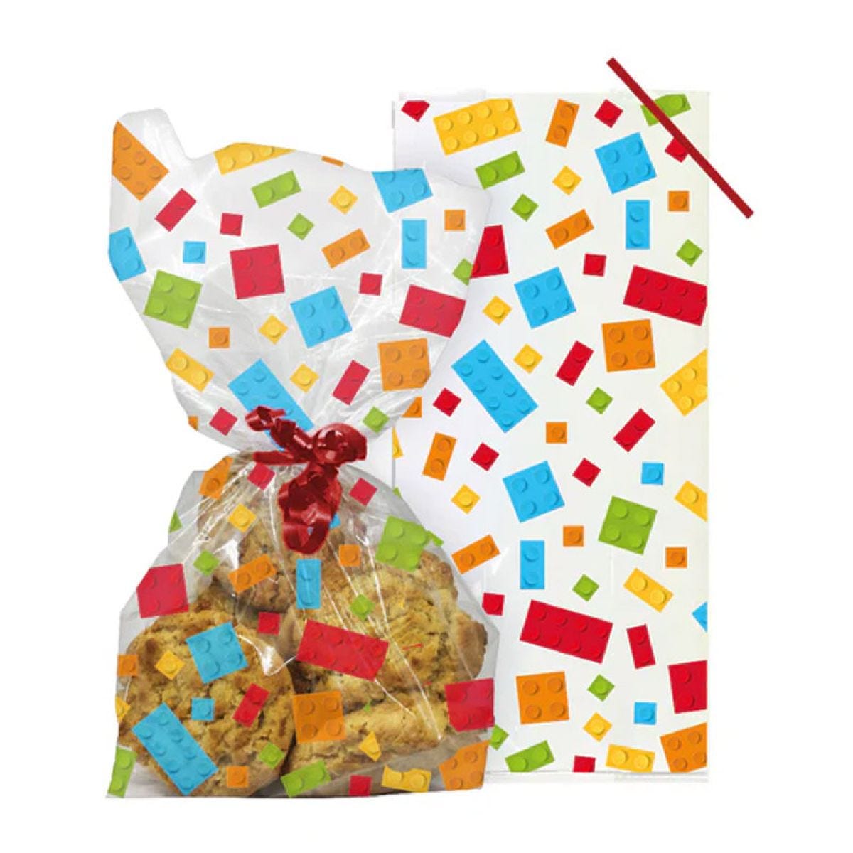 Building Blocks Cello Treat Bags with Twist Ties (12pk)