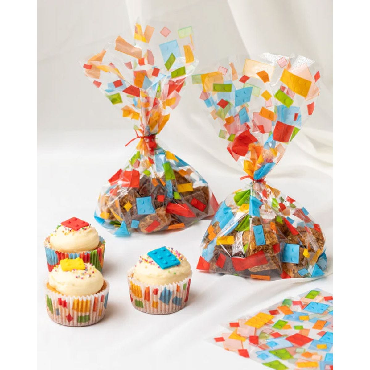 Building Blocks Cello Treat Bags with Twist Ties (12pk)