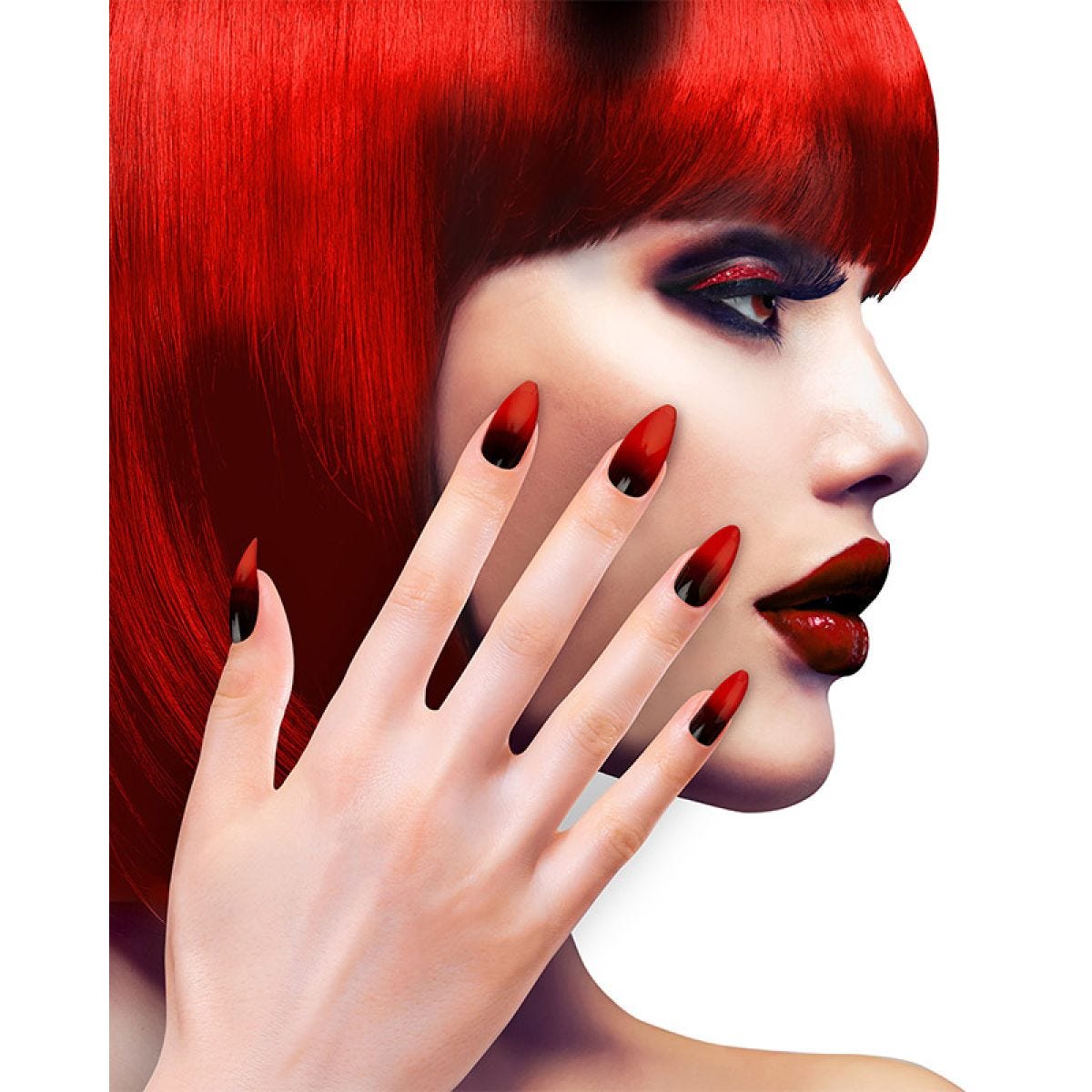 Red Ombre Stiletto Nails