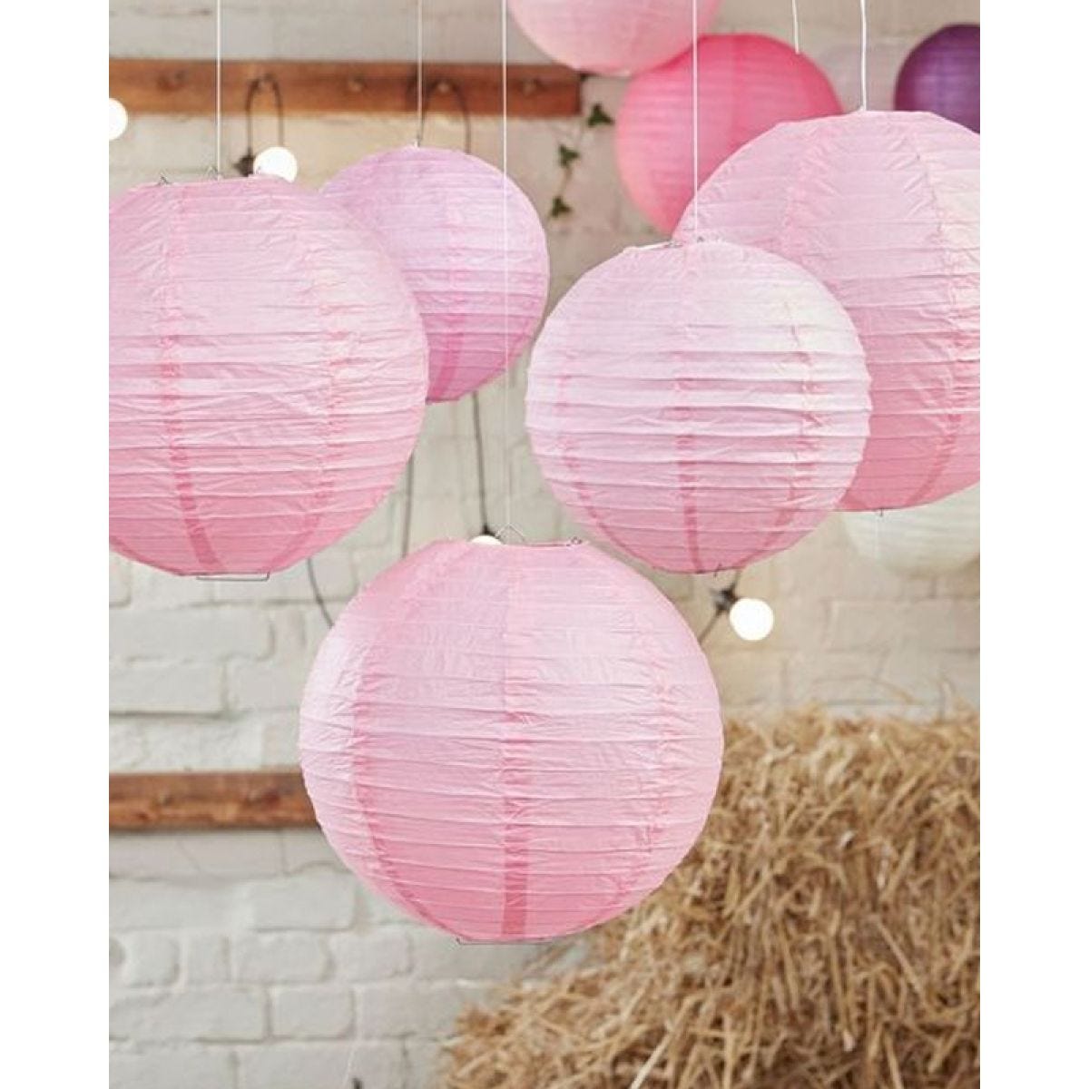 Boho Wedding Baby Pink Paper Lanterns - 30cm & 20.5cm