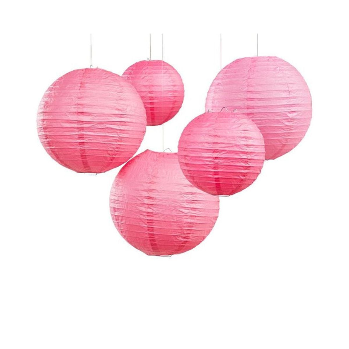 Boho Wedding Hot Pink Paper Lanterns - 30cm & 20.5cm