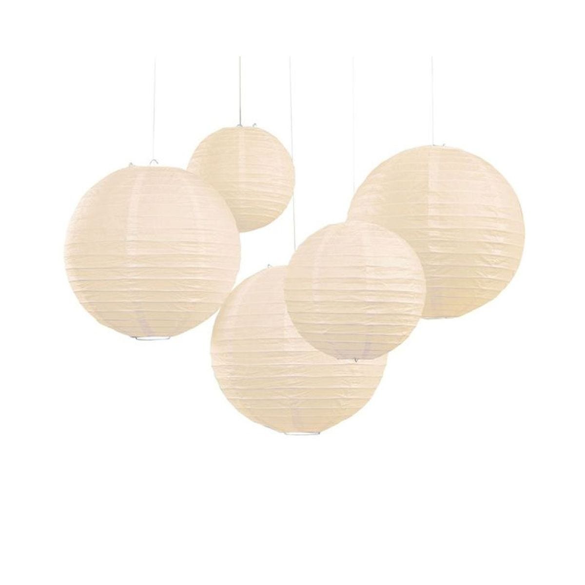 Boho Wedding Ivory Paper Lanterns - 30cm & 20.5cm