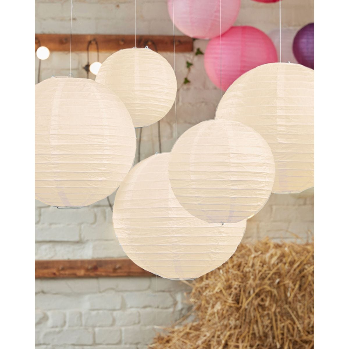 Boho Wedding Ivory Paper Lanterns - 30cm & 20.5cm