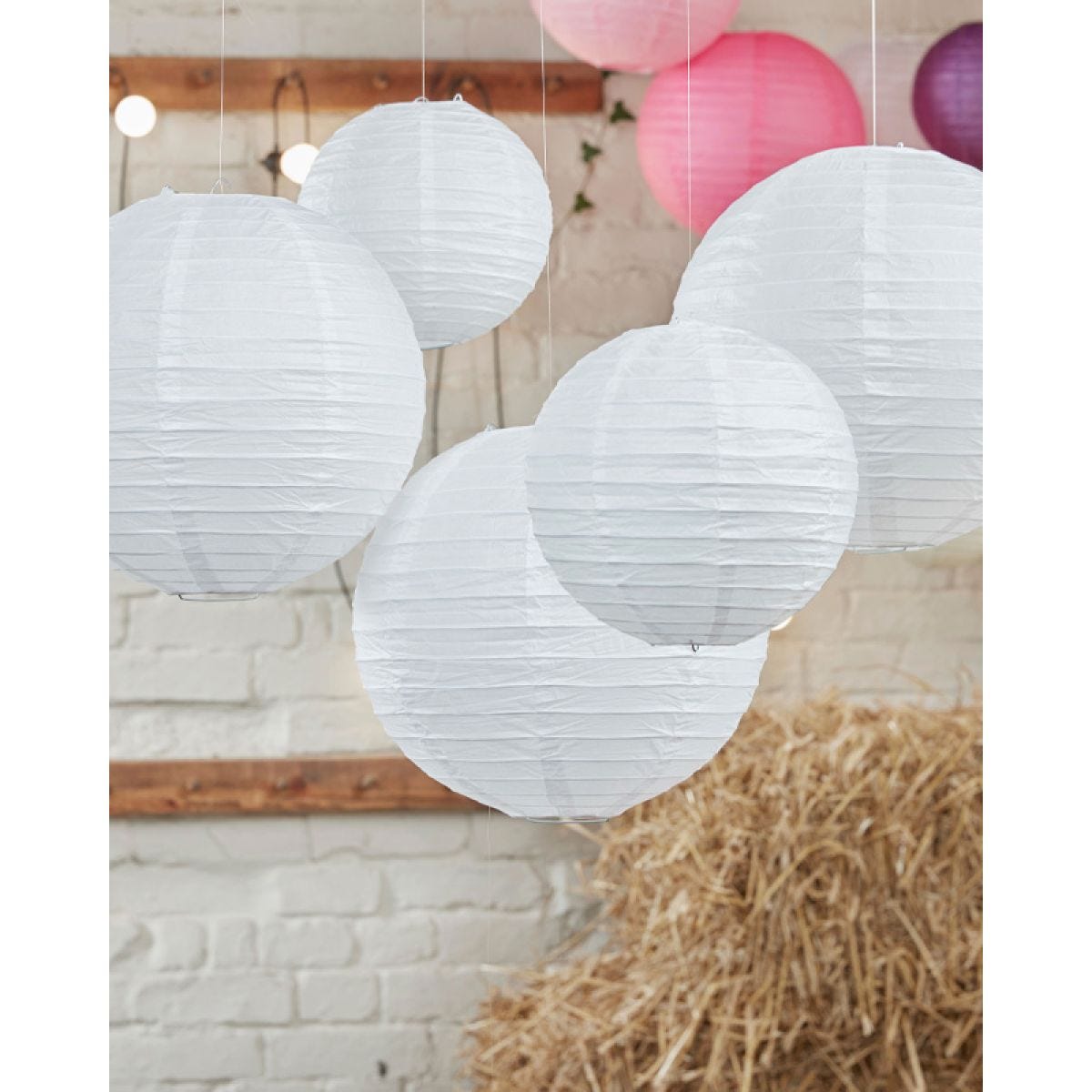 Boho Wedding White Paper Lanterns - 30cm & 20.5cm