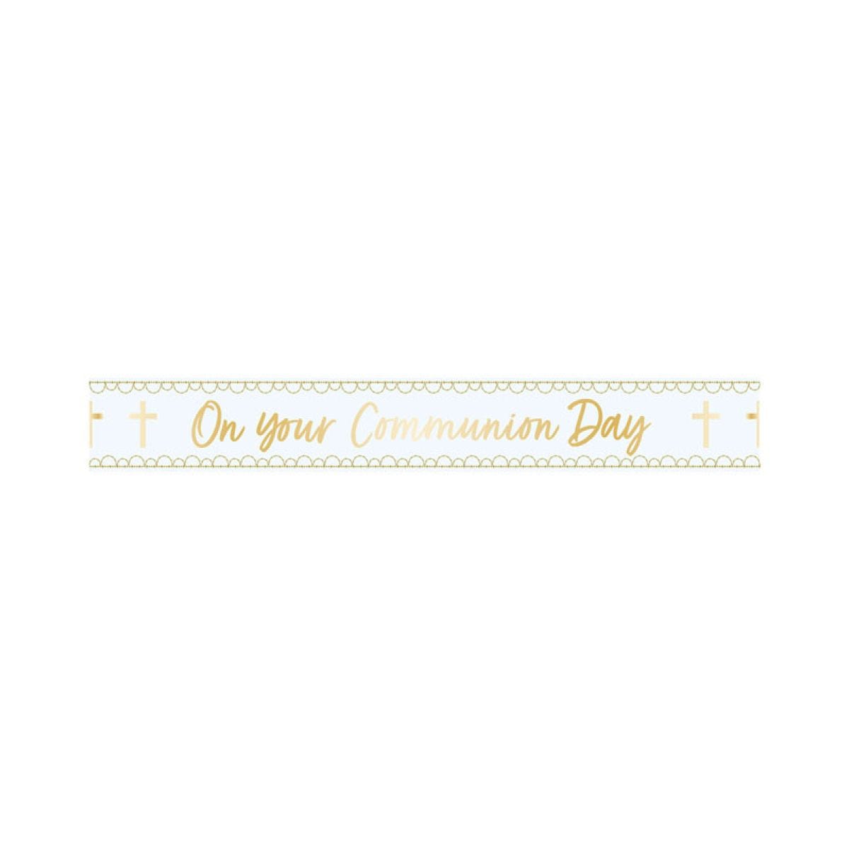 Blue Botanical &apos;On Your Communion Day&apos; Foil Banner - 2.7m