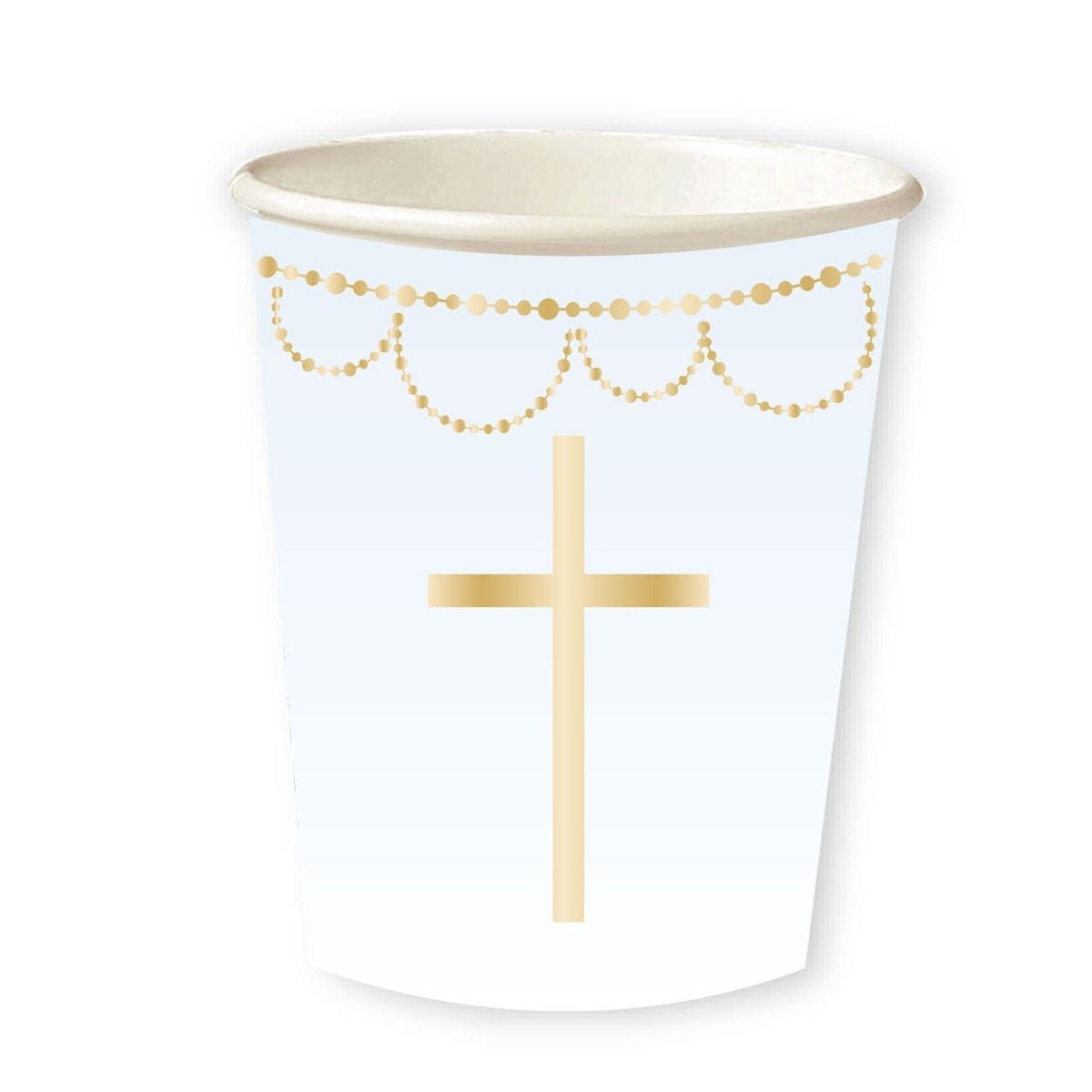 Blue Botanical Cross Paper Cups - 237ml