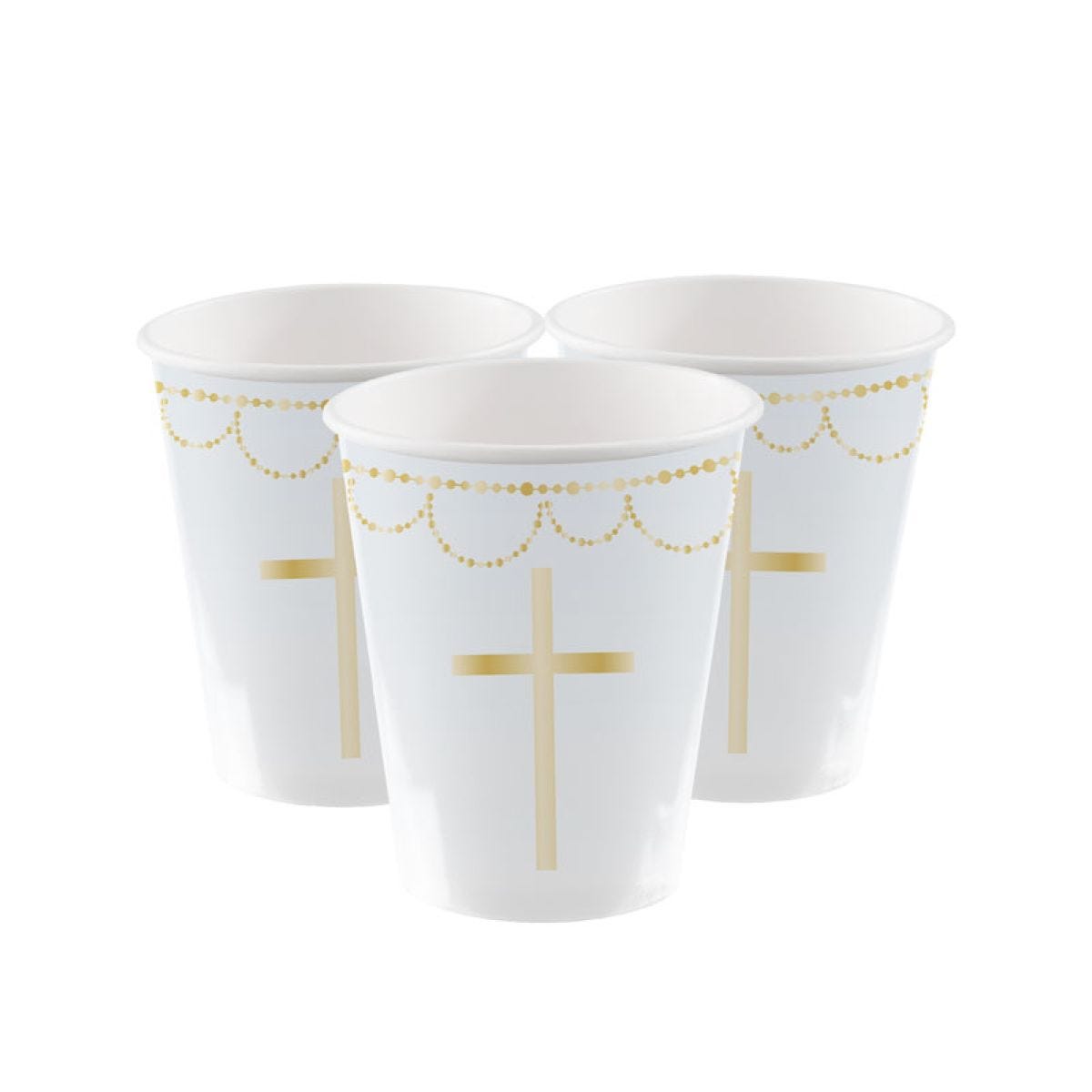 Blue Botanical Cross Paper Cups - 237ml