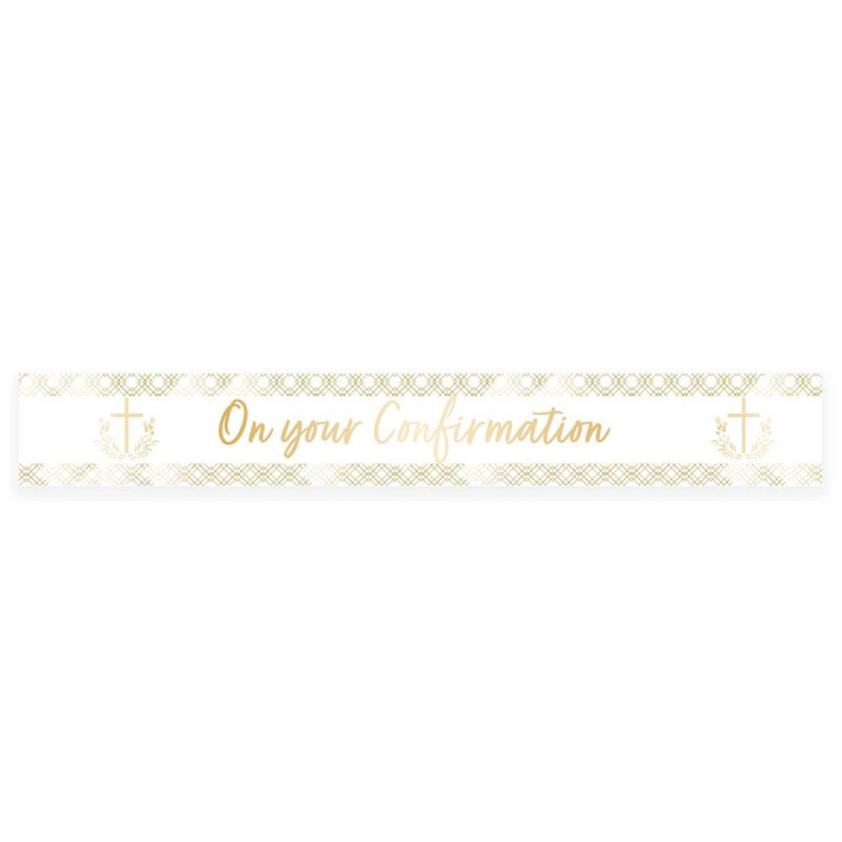 Botanical Celebration &apos;On your Confirmation&apos; Foil Banner - 2.7m