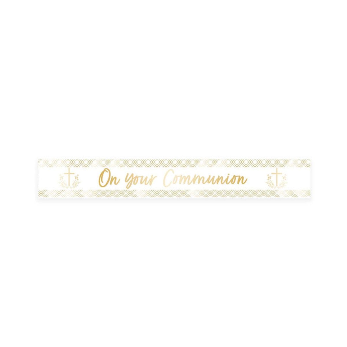 Botanical Celebration &apos;On your Communion&apos; Foil Banner - 2.7m