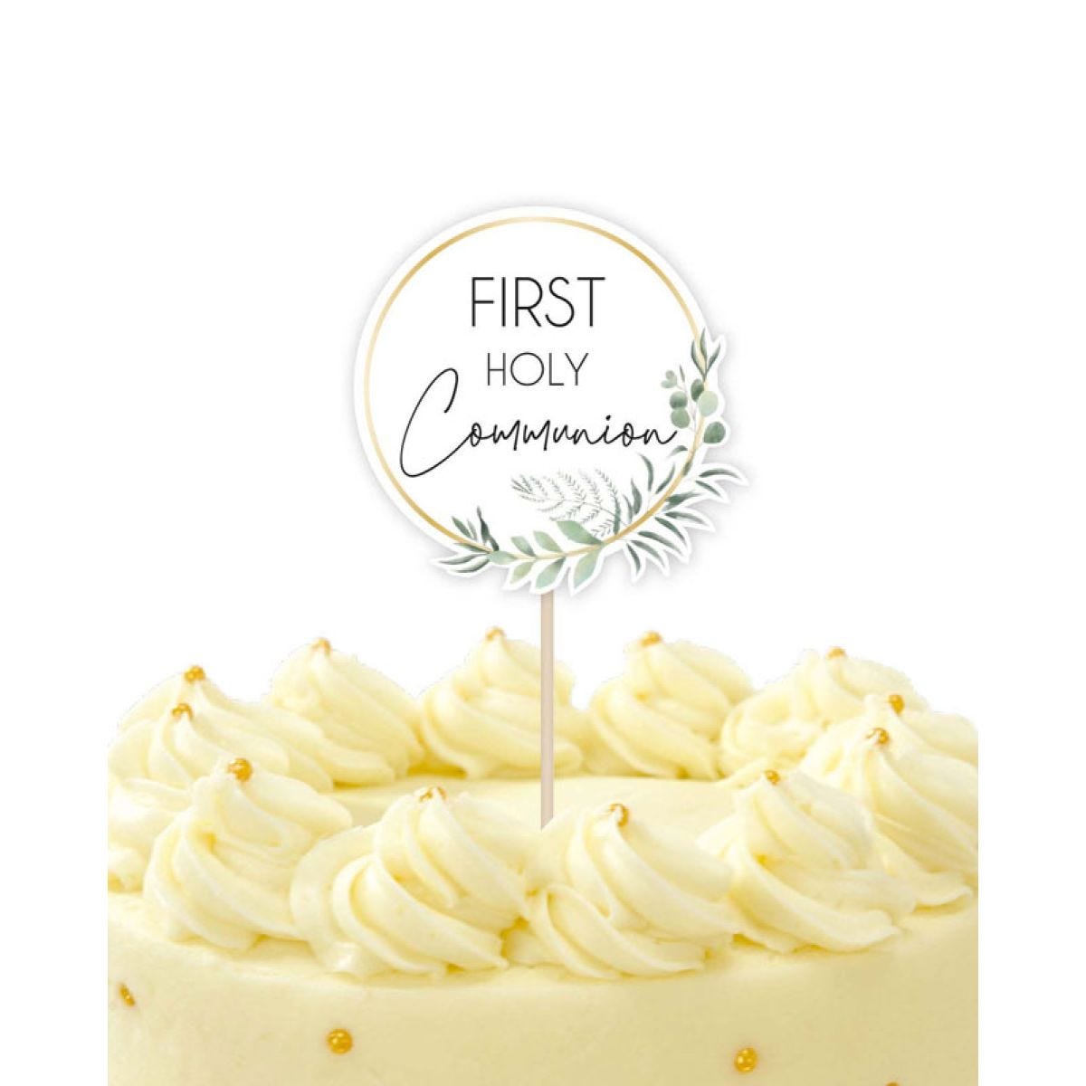 Botanical Celebration Communion Card Cake Topper