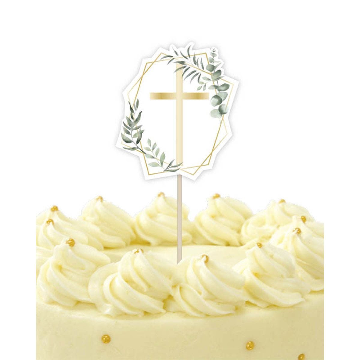 Botanical Cross Card Cake Topper - 10cm x 20cm