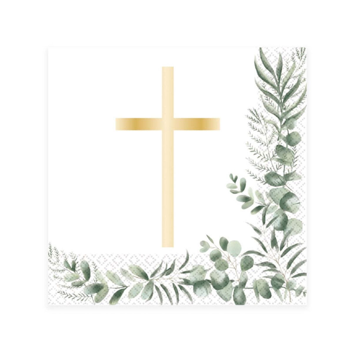 Botanical Celebration Cross Paper Napkins - 33cm