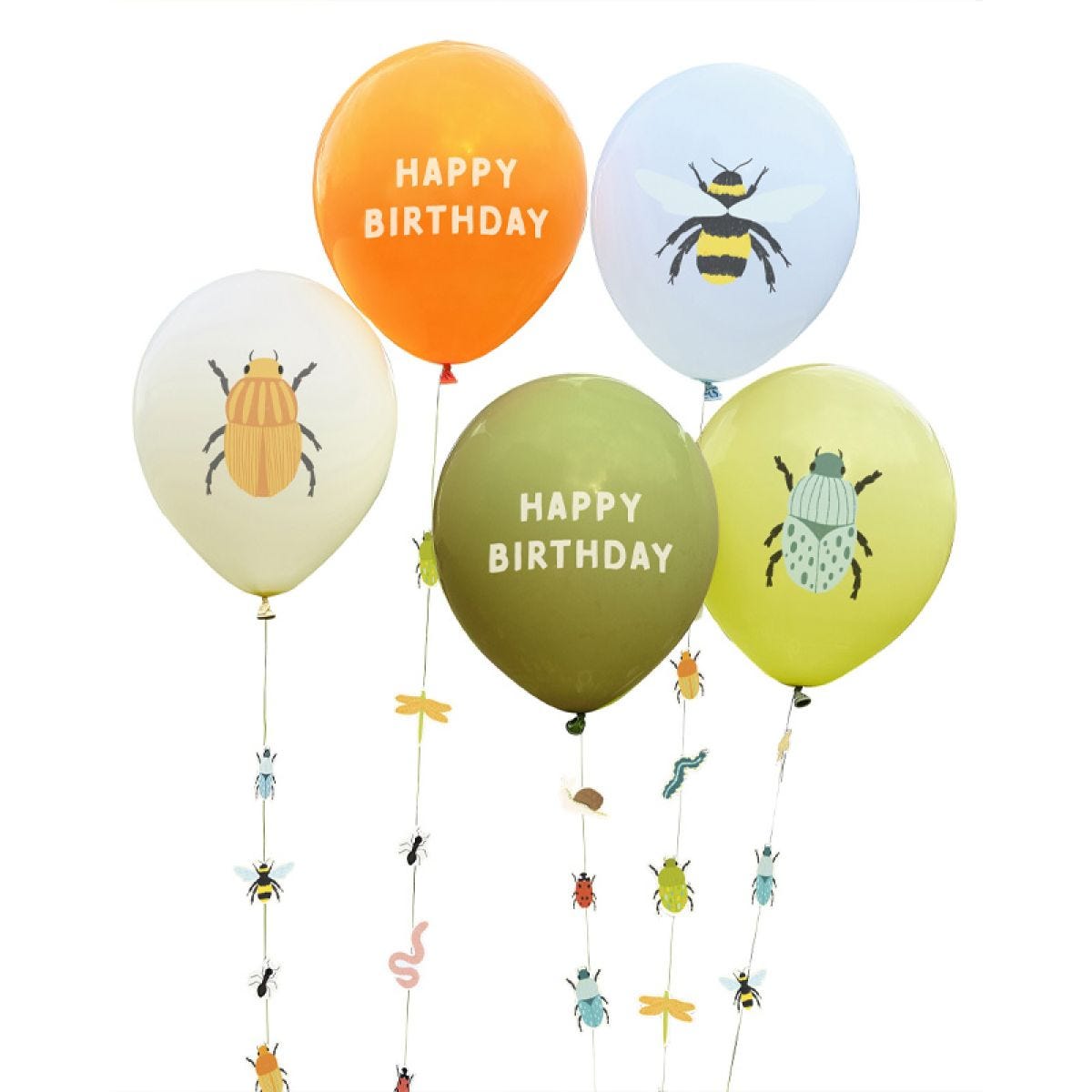 Bugging Out Printed Bug Balloons with Ant Balloon Tails - 12" Latex (5pk)