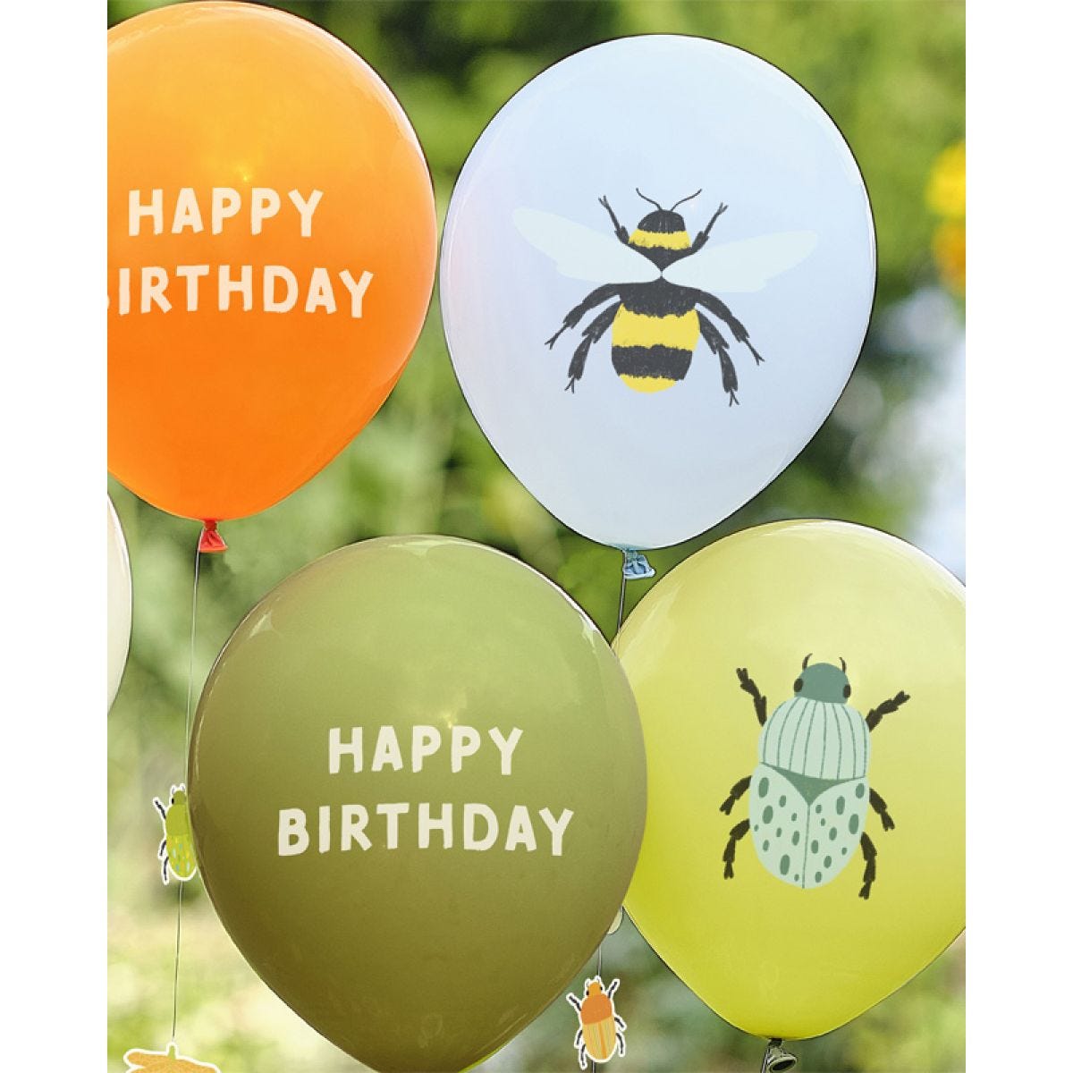 Bugging Out Printed Bug Balloons with Ant Balloon Tails - 12" Latex (5pk)