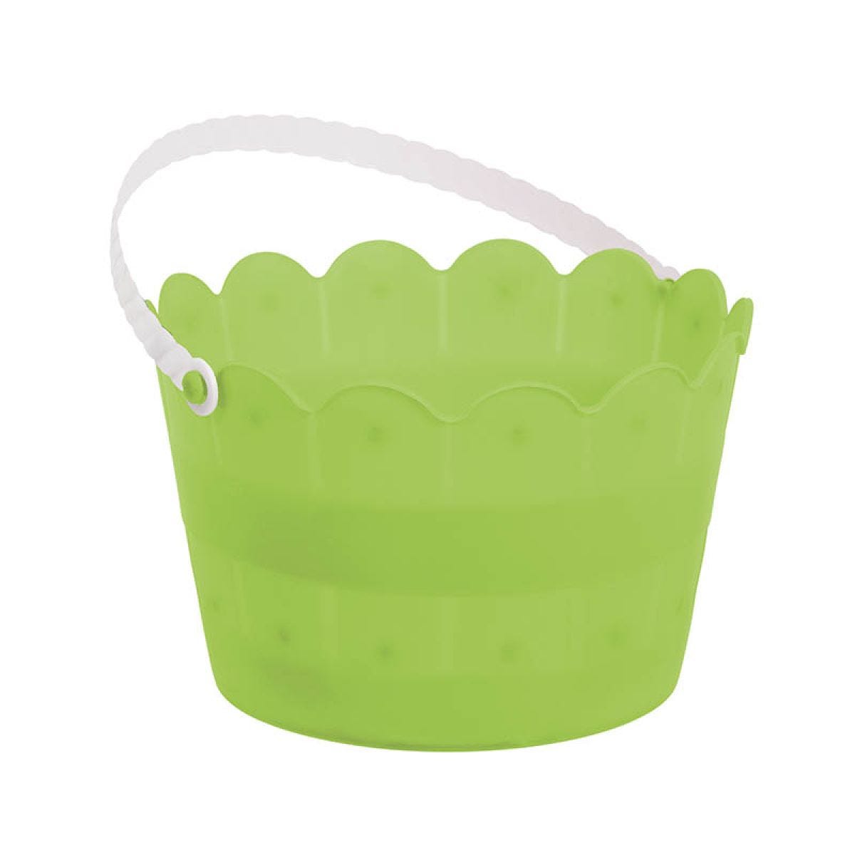 Plastic Scalloped Green Bucket 12cm x 20cm