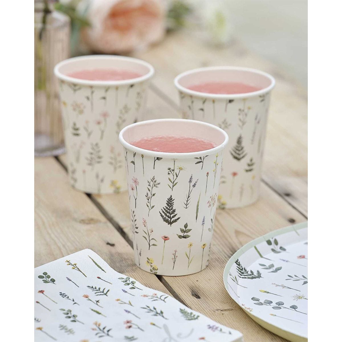 Bridal Bloom Floral Paper Cups (8pk)