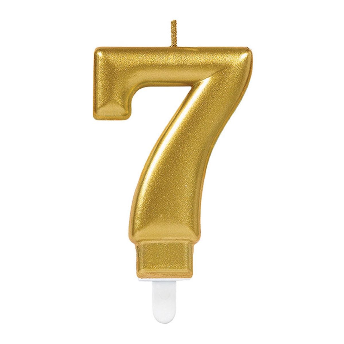 Gold Number 7 Candle - 7.5cm