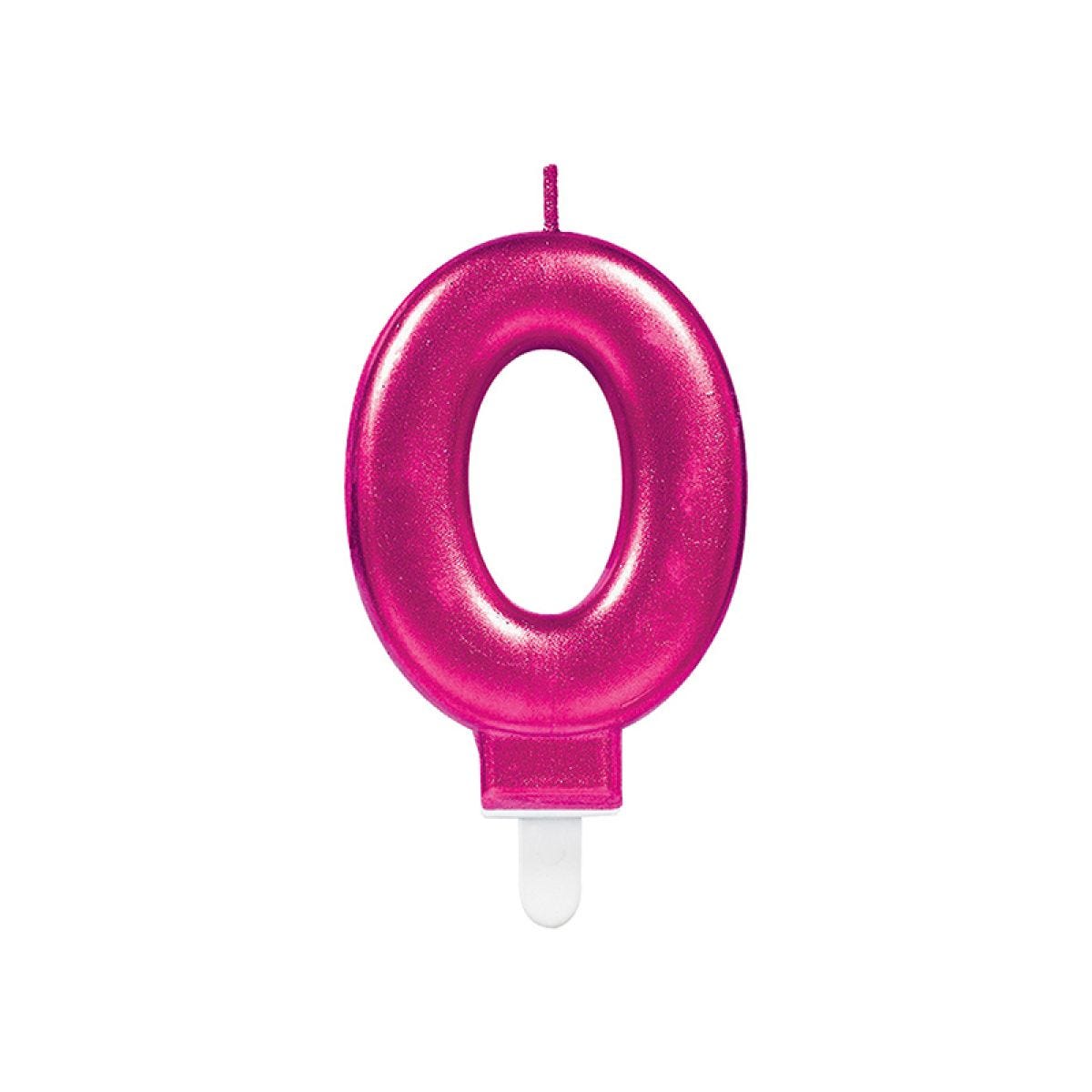 Pink Number 0 Candle - 7.5cm