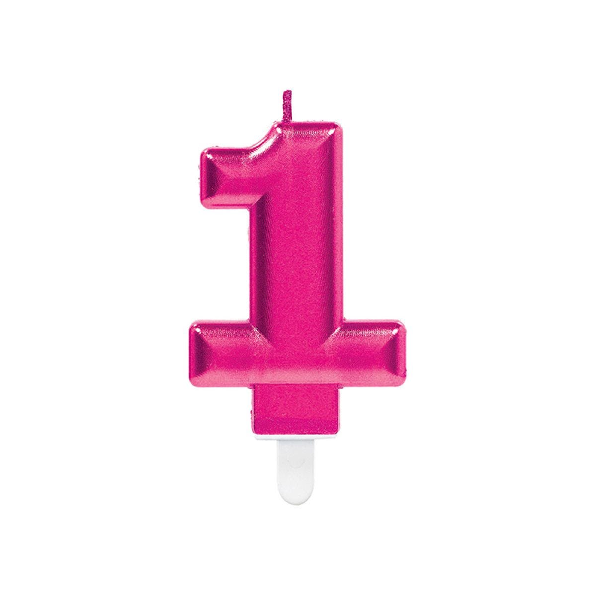 Pink Number 1 Candle - 7.5cm