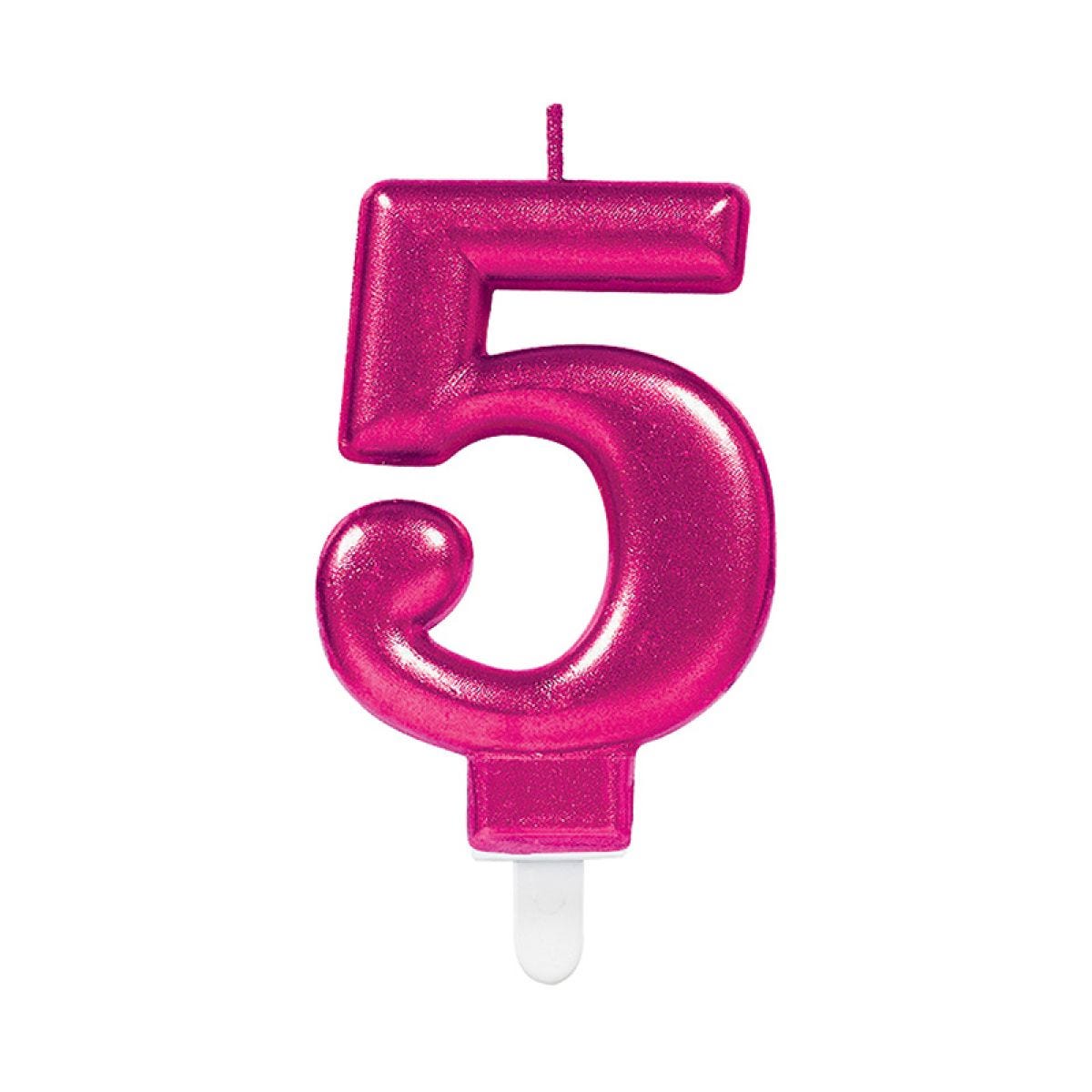 Pink Number 5 Candle - 7.5cm