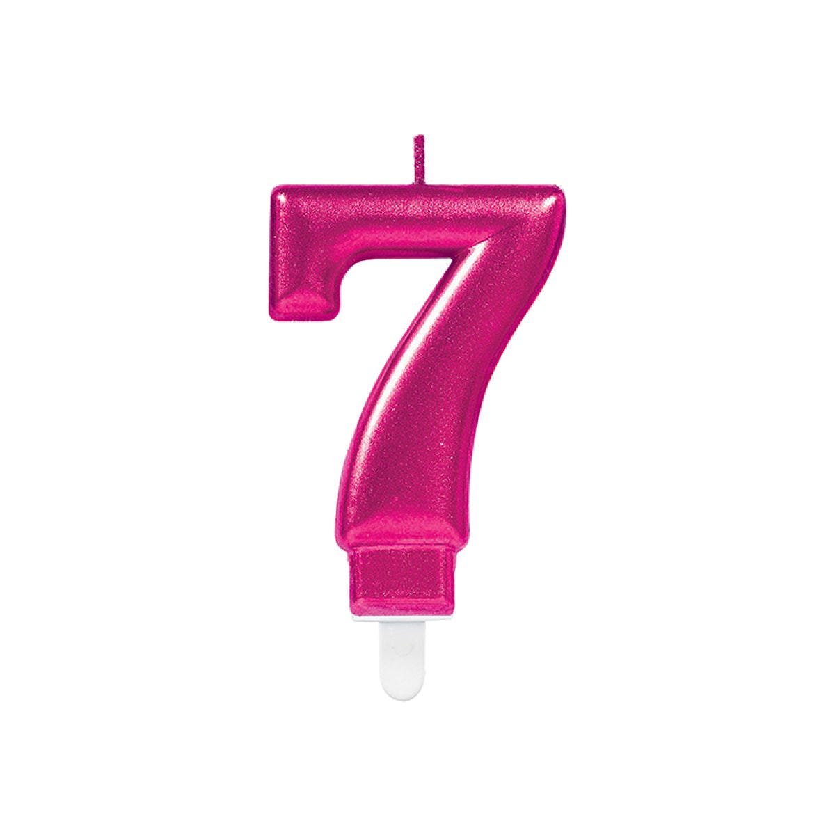 Pink Number 7 Candle - 7.5cm