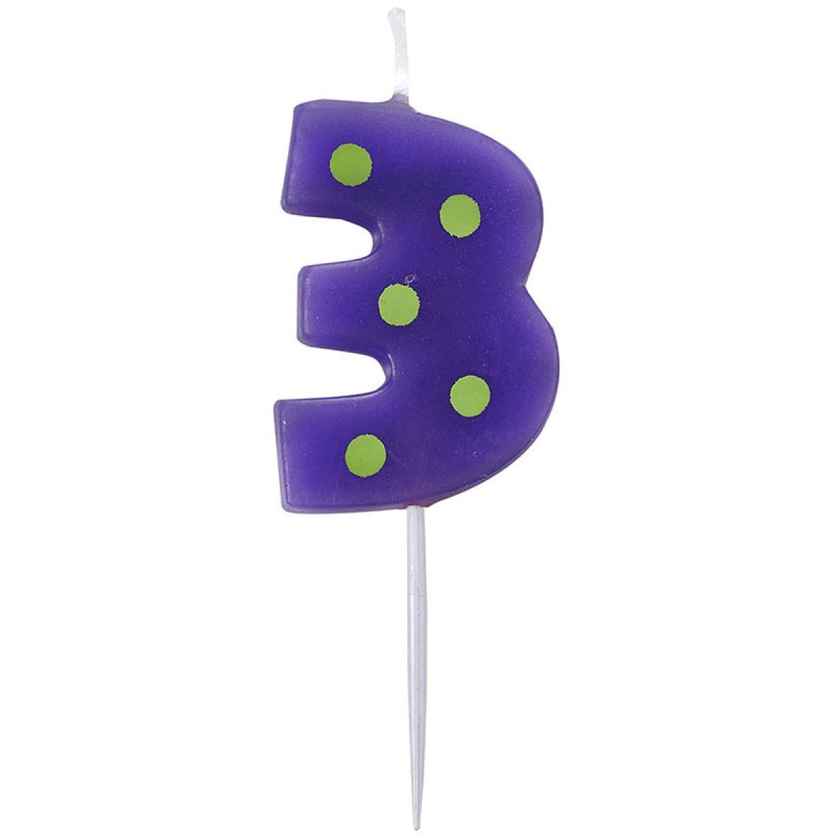 Dots & Stripes Number 3 Candle - 4.5cm