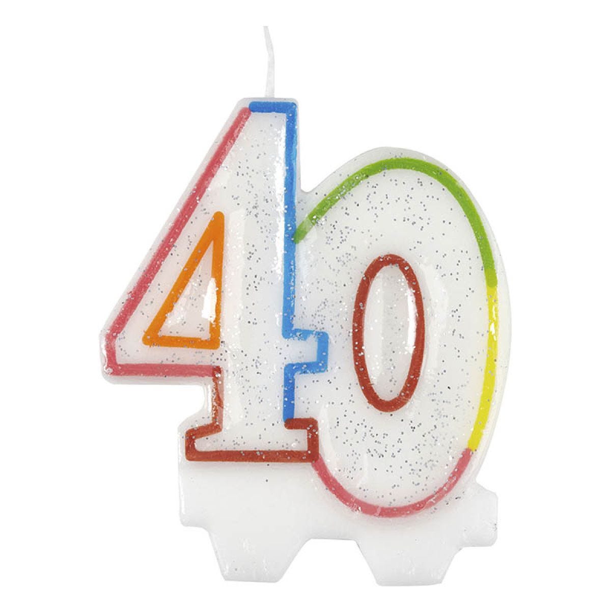 40th Birthday Multicolour Candle - 7.5cm