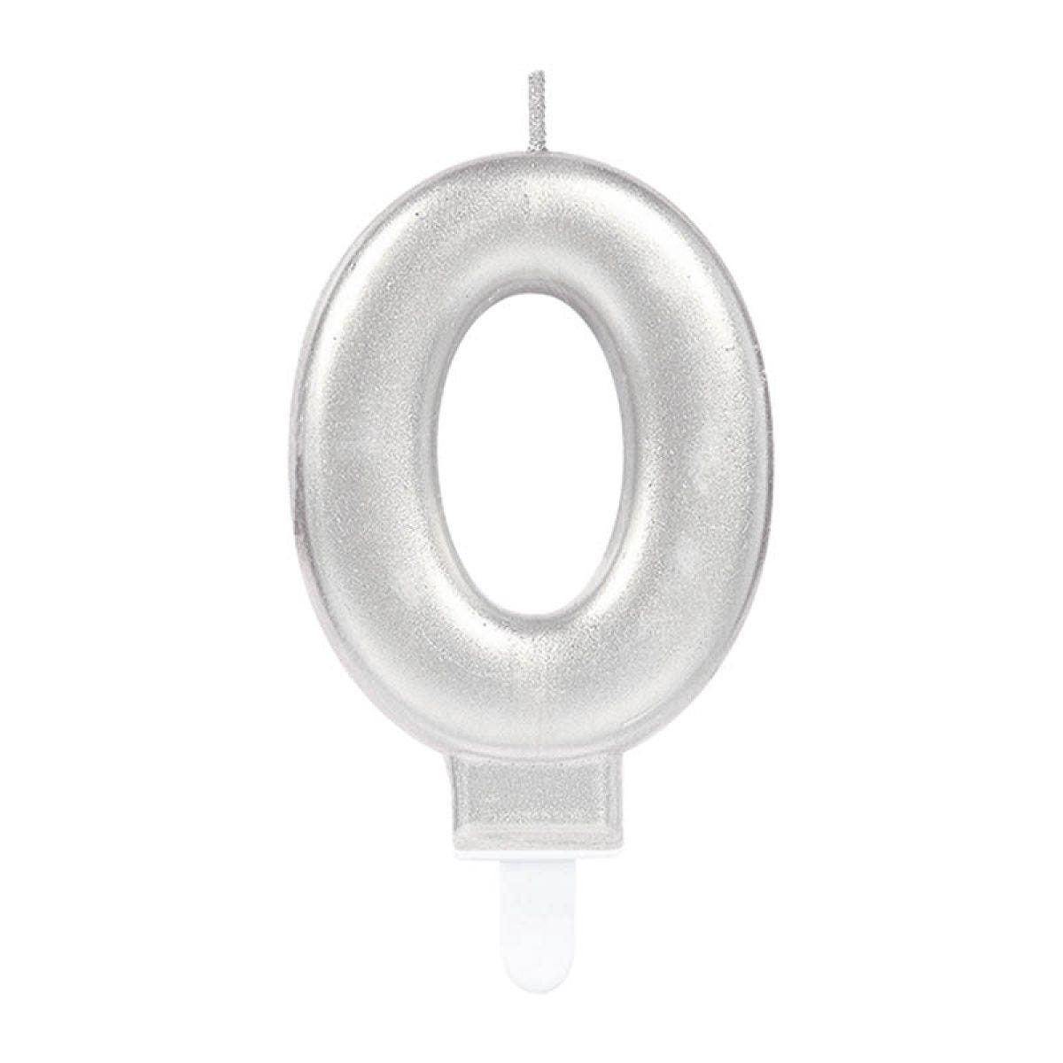 Silver Metallic Finish Number 0 Candle