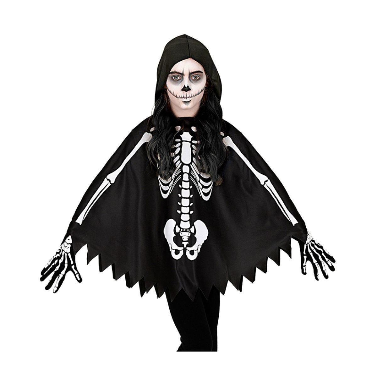 Skeleton Hooded Poncho - Child