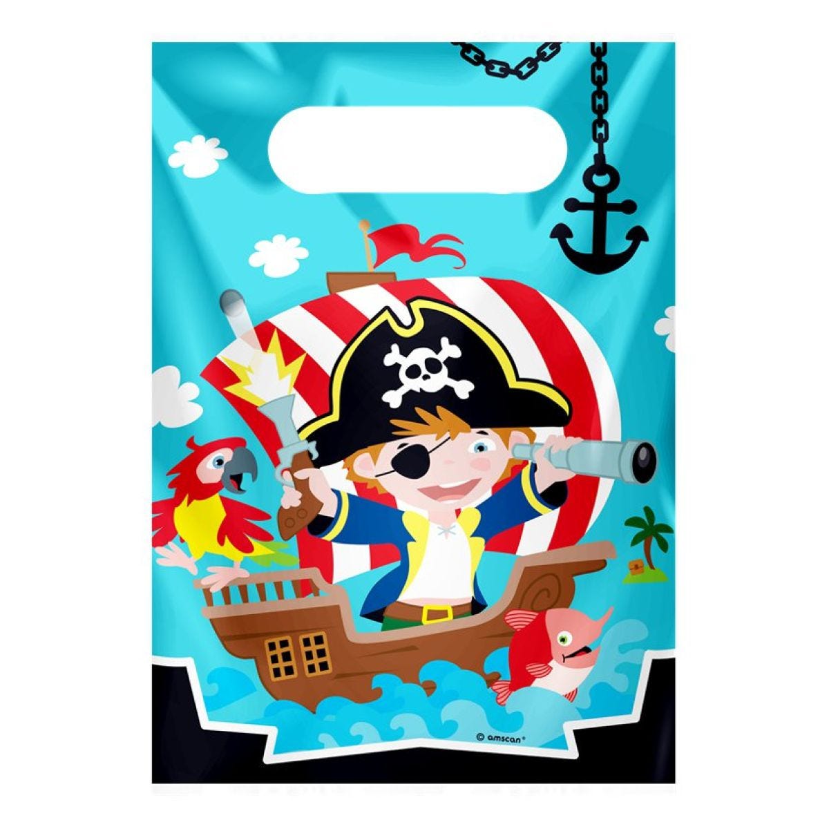 Captain Pirate Plastic Party Bags (8pk)