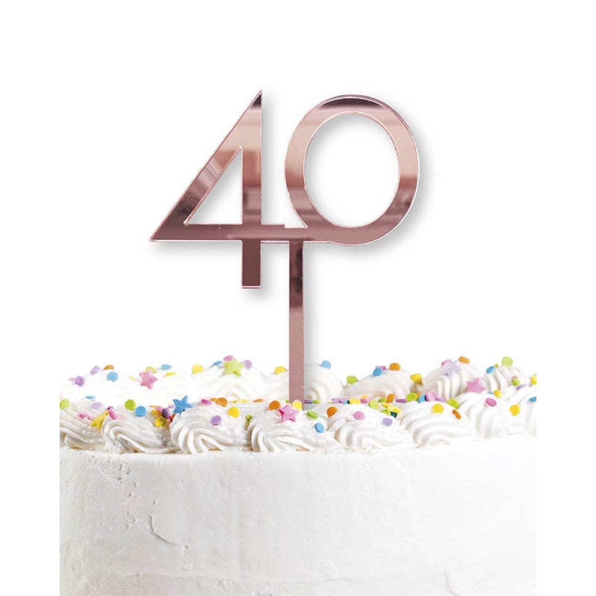 40th Rose Gold Acrylic Cake Topper - 10cmx17cm