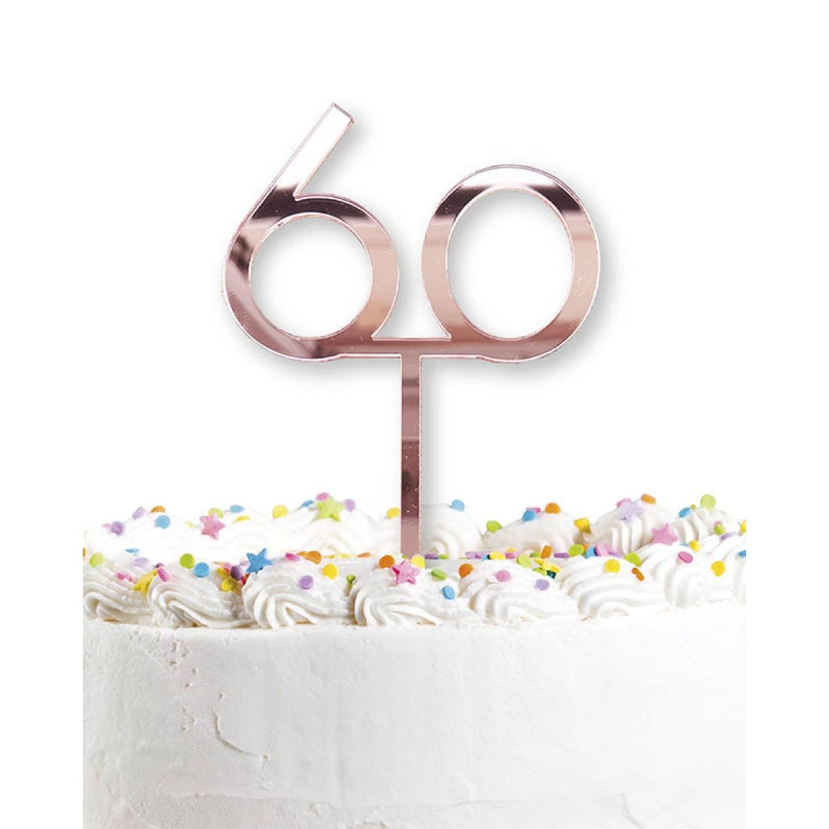 60th Rose Gold Acrylic Cake Topper - 10cmx18cm