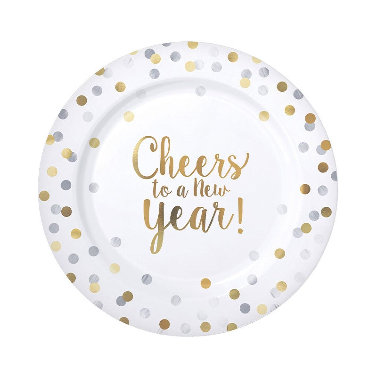 &apos;Cheers to a New Year&apos; Premium Plastic Plates - 26cm (10pk)