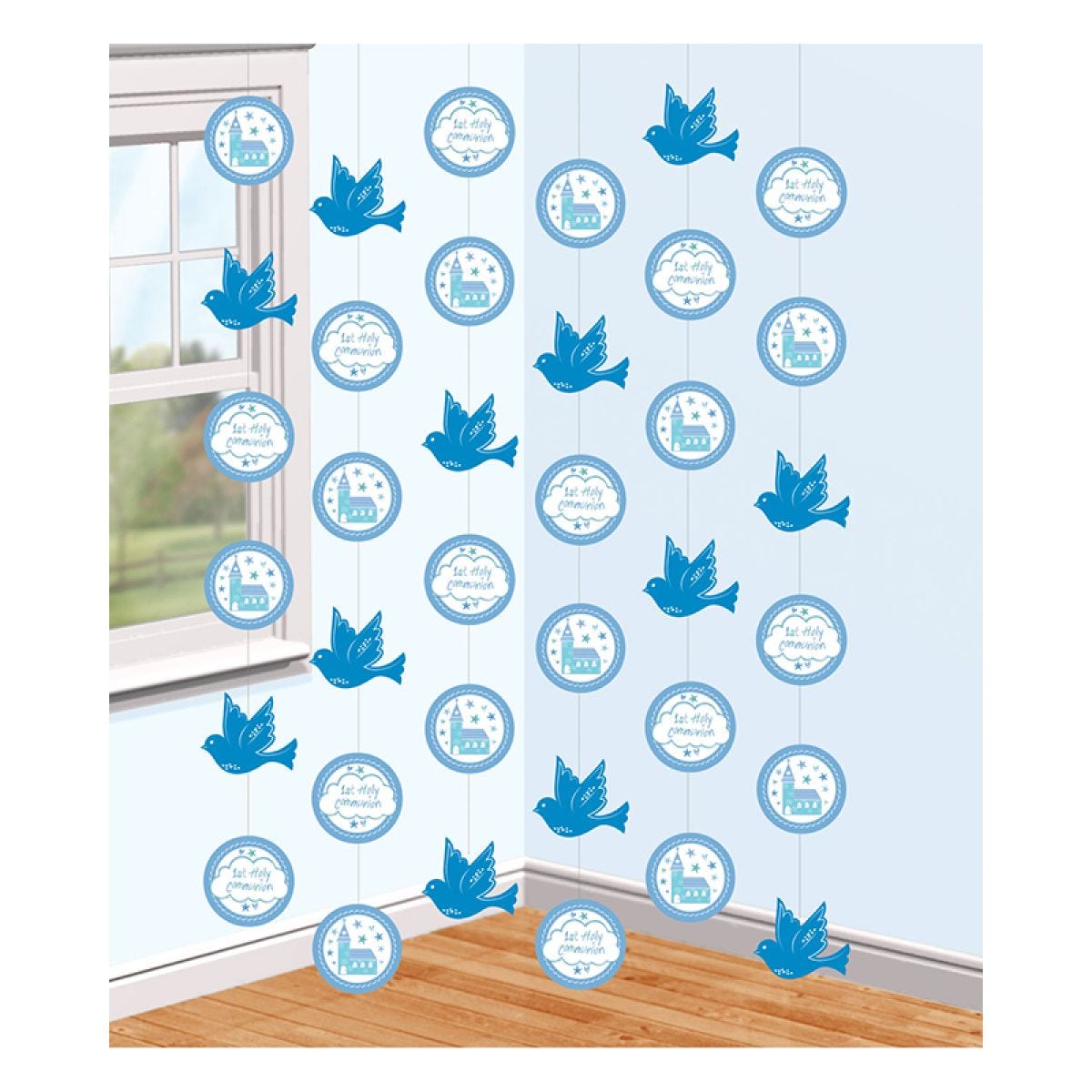 First Holy Communion Blue String Decorations - 2m (6pk)