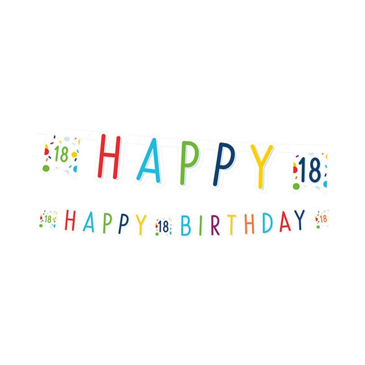 Confetti Birthday Age 18 Letter Banner - 1.8m