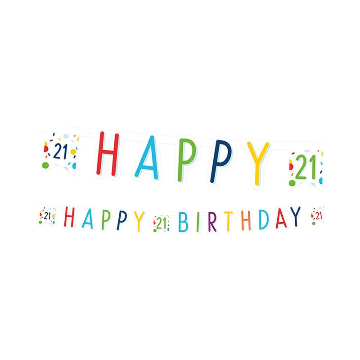 Confetti Birthday Age 21 Letter Banner - 1.8m