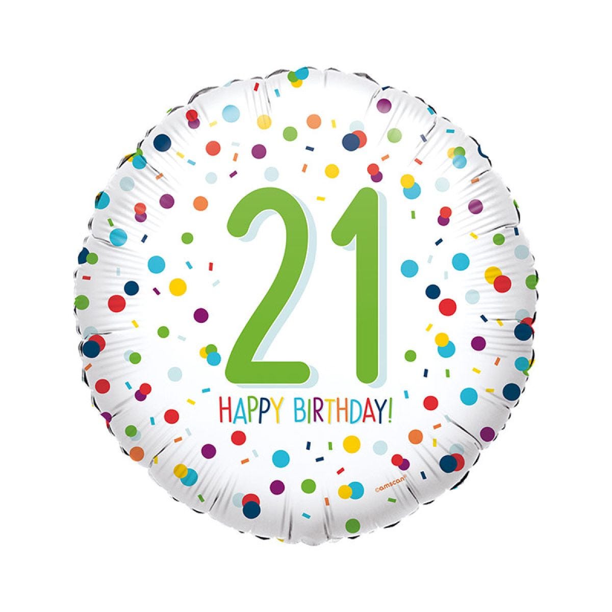 Confetti Birthday Age 21 Balloon - 18" Foil