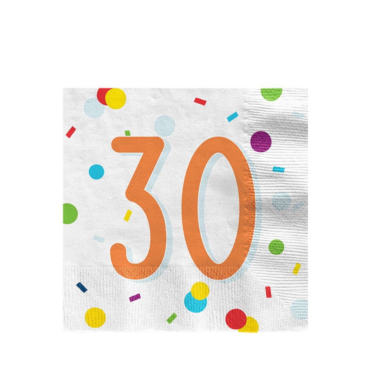 Confetti Birthday Age 30 Napkins - 33cm (20pk)
