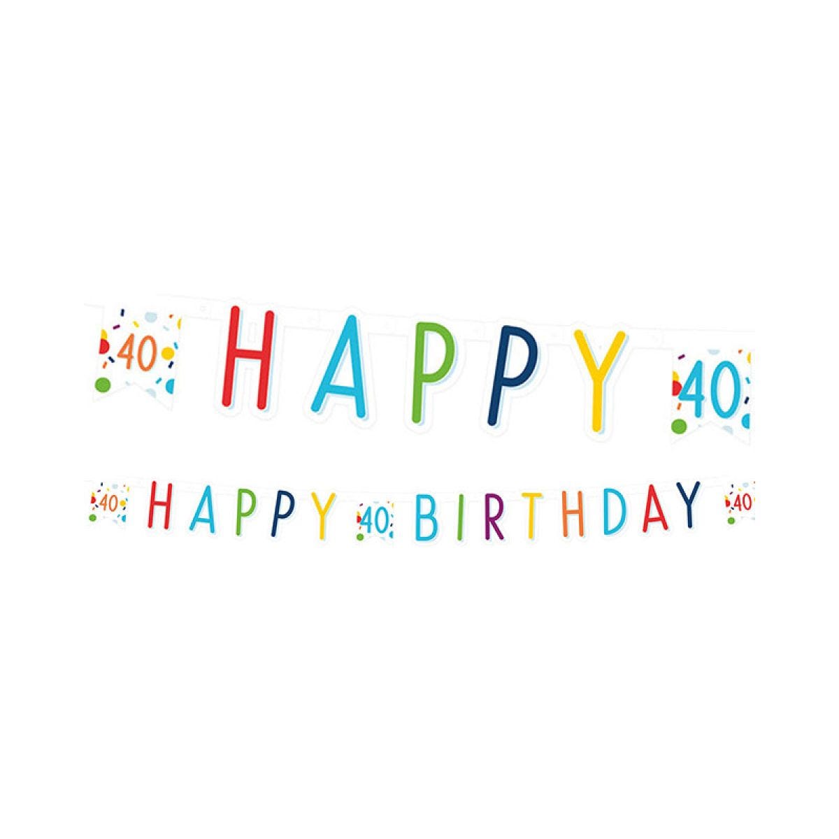 Confetti Birthday Age 40 Letter Banner - 1.8m